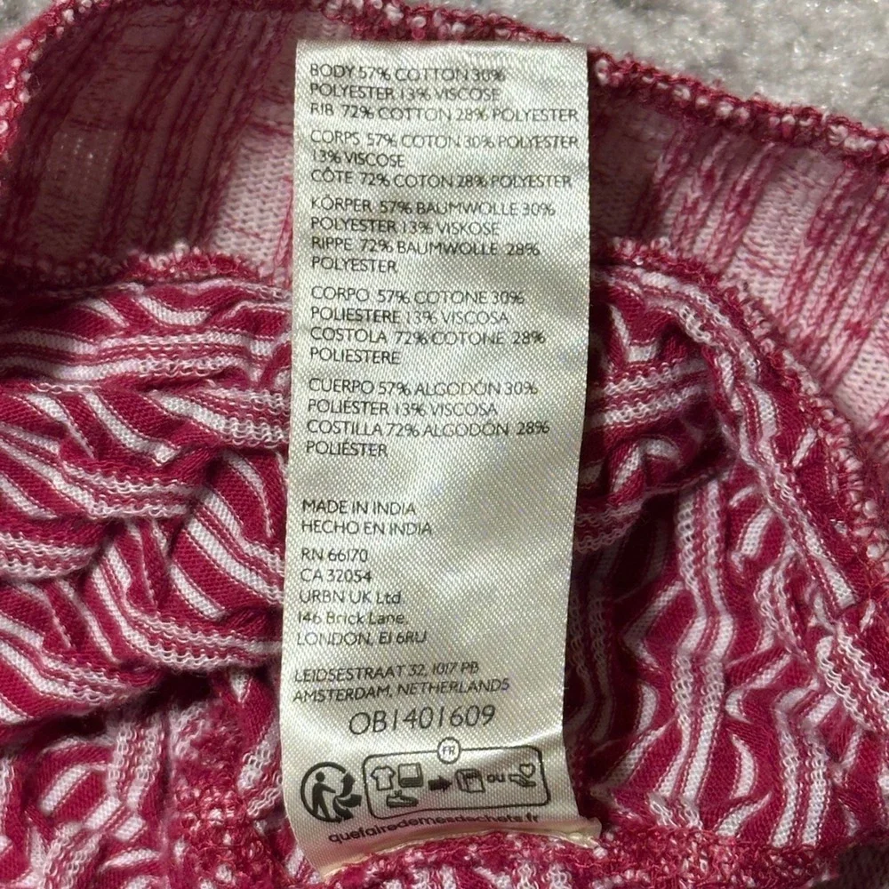 Free People Cropped Knit Top Womens M Red Excellent Honeycomb Long Sleeve Crew